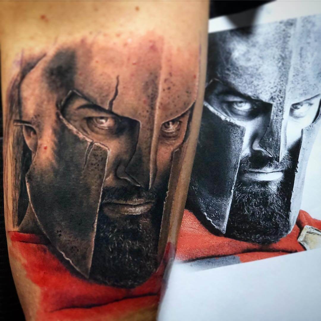 Leonidas Helmet Tattoo That Will Make You Feel Powerful