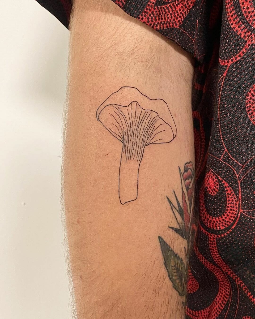 Fine Line Mushroom Tattoo