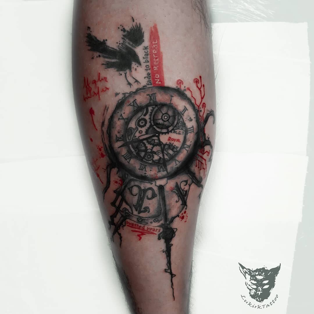 Crow And Watch Tattoo