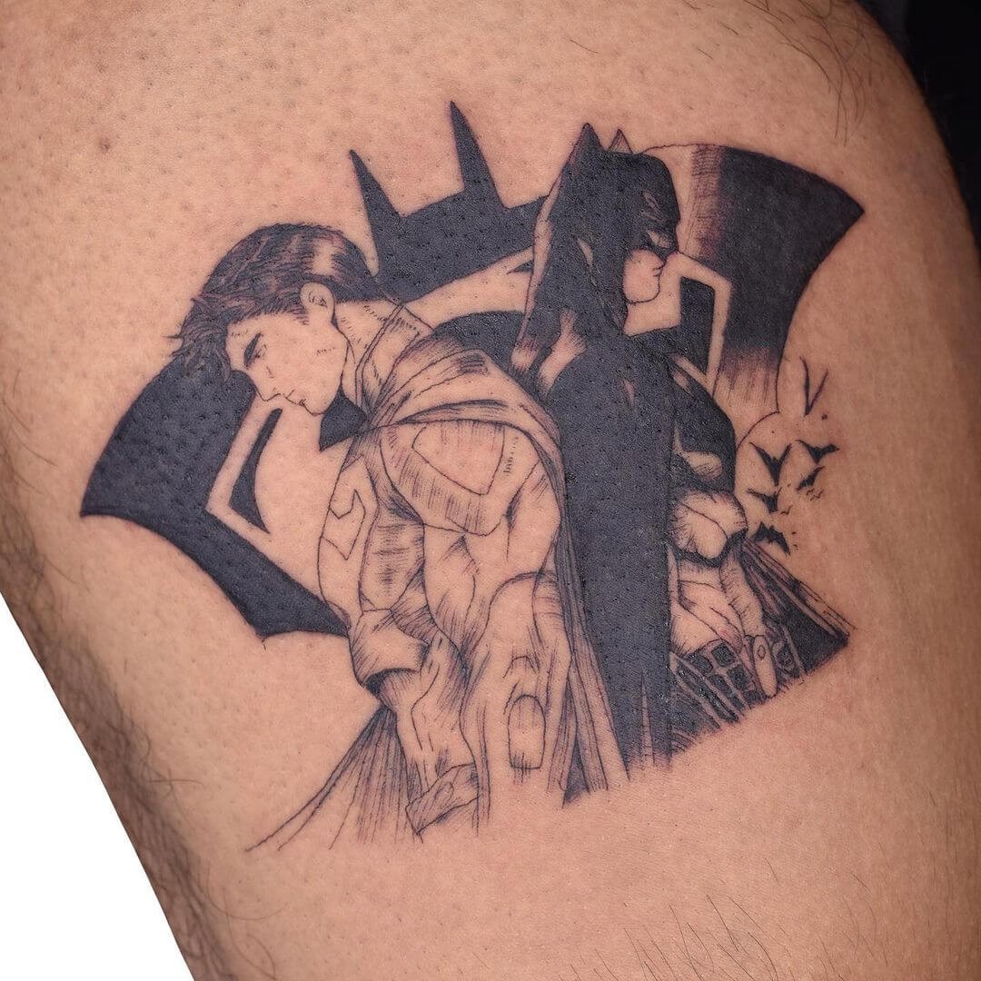 Superman And Batman Tattoo Design