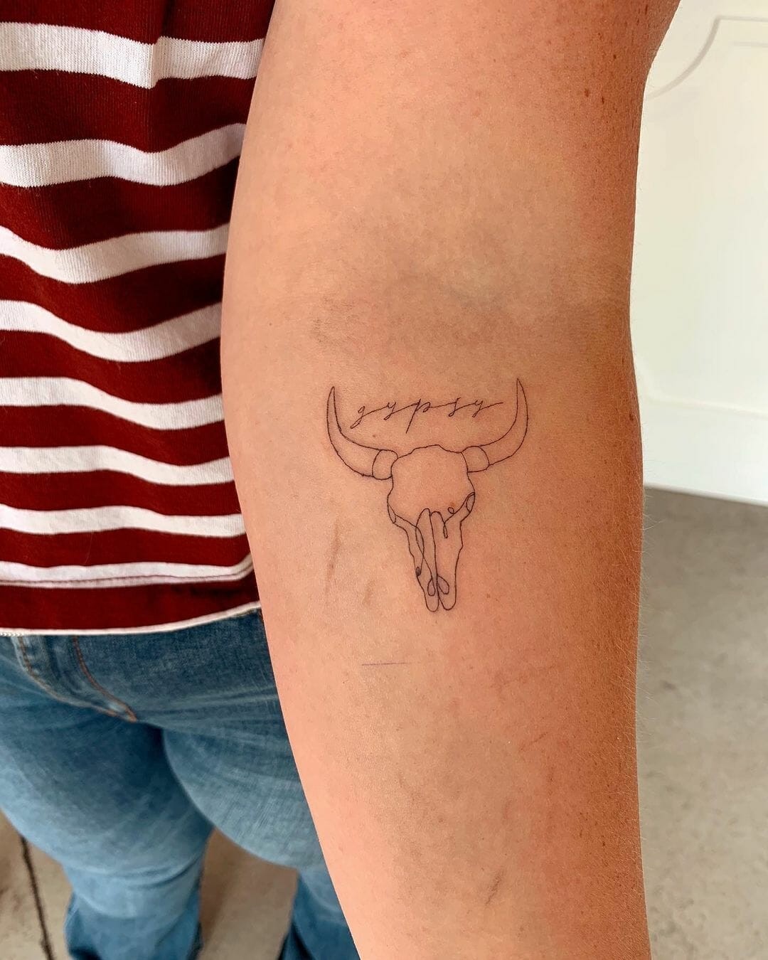 Minimalistic Bull Skull Tattoo