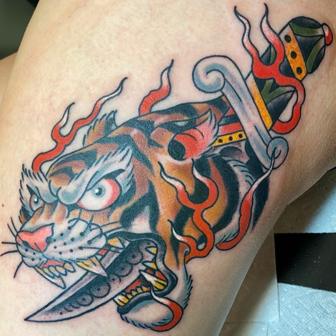 Tiger And Dagger Tattoo