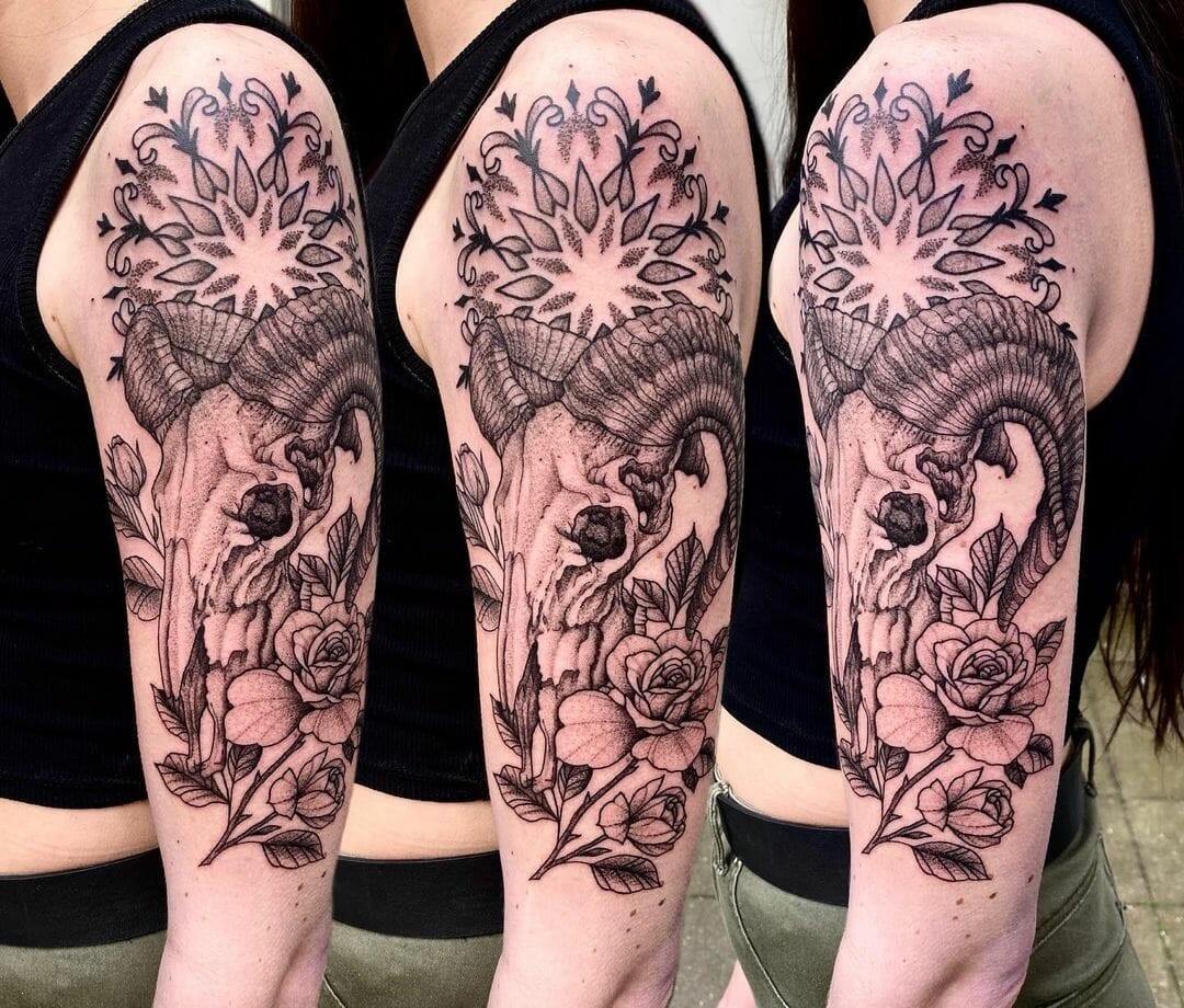 The Mandala Ram Tattoo Sleeve