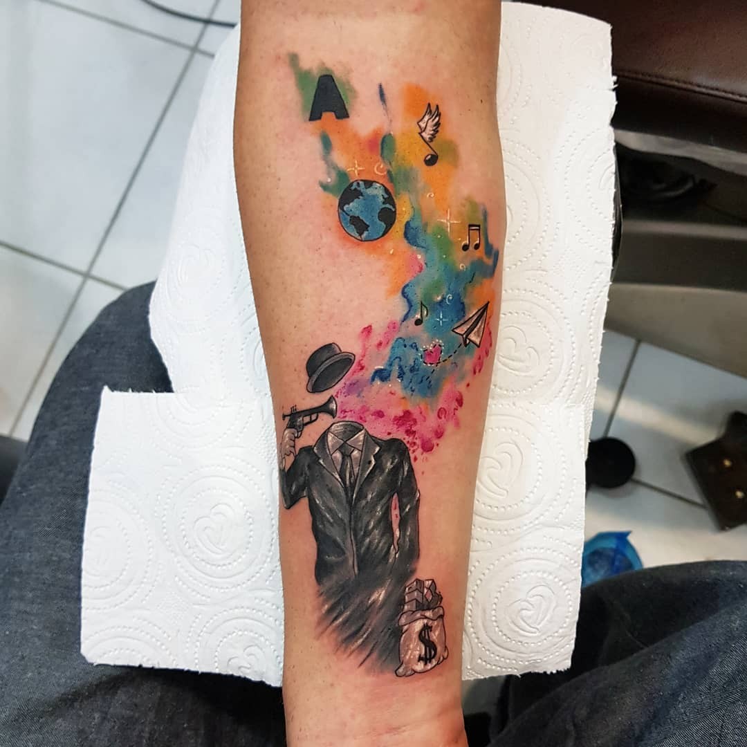 Unique Money Tattoo Designs With Watercolour