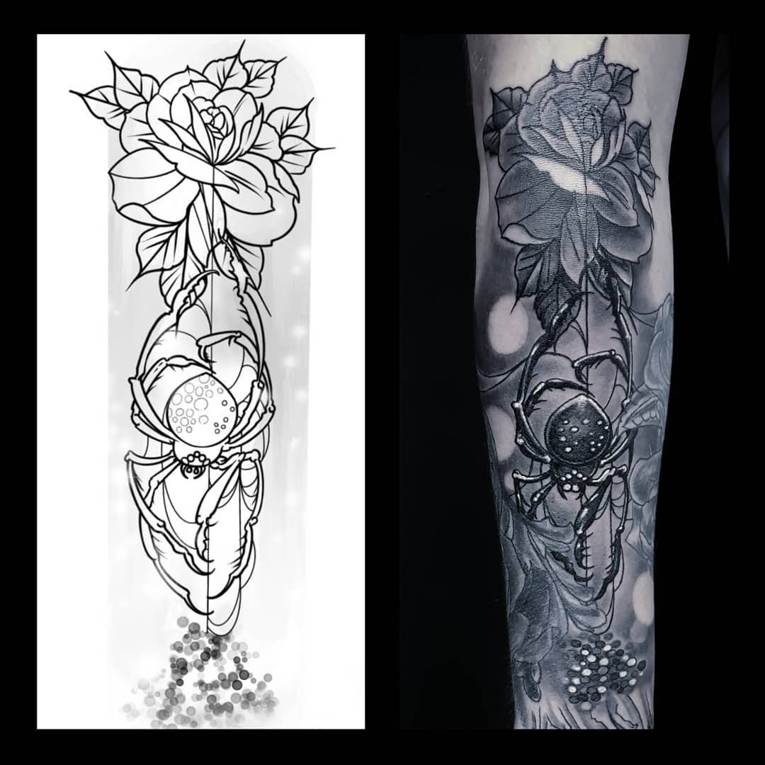 Gothic Black Rose Tattoo