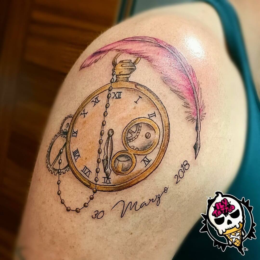 Coloured Clock Tattoo