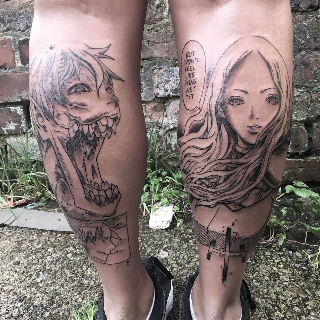 Claymore Tattoo On Leg