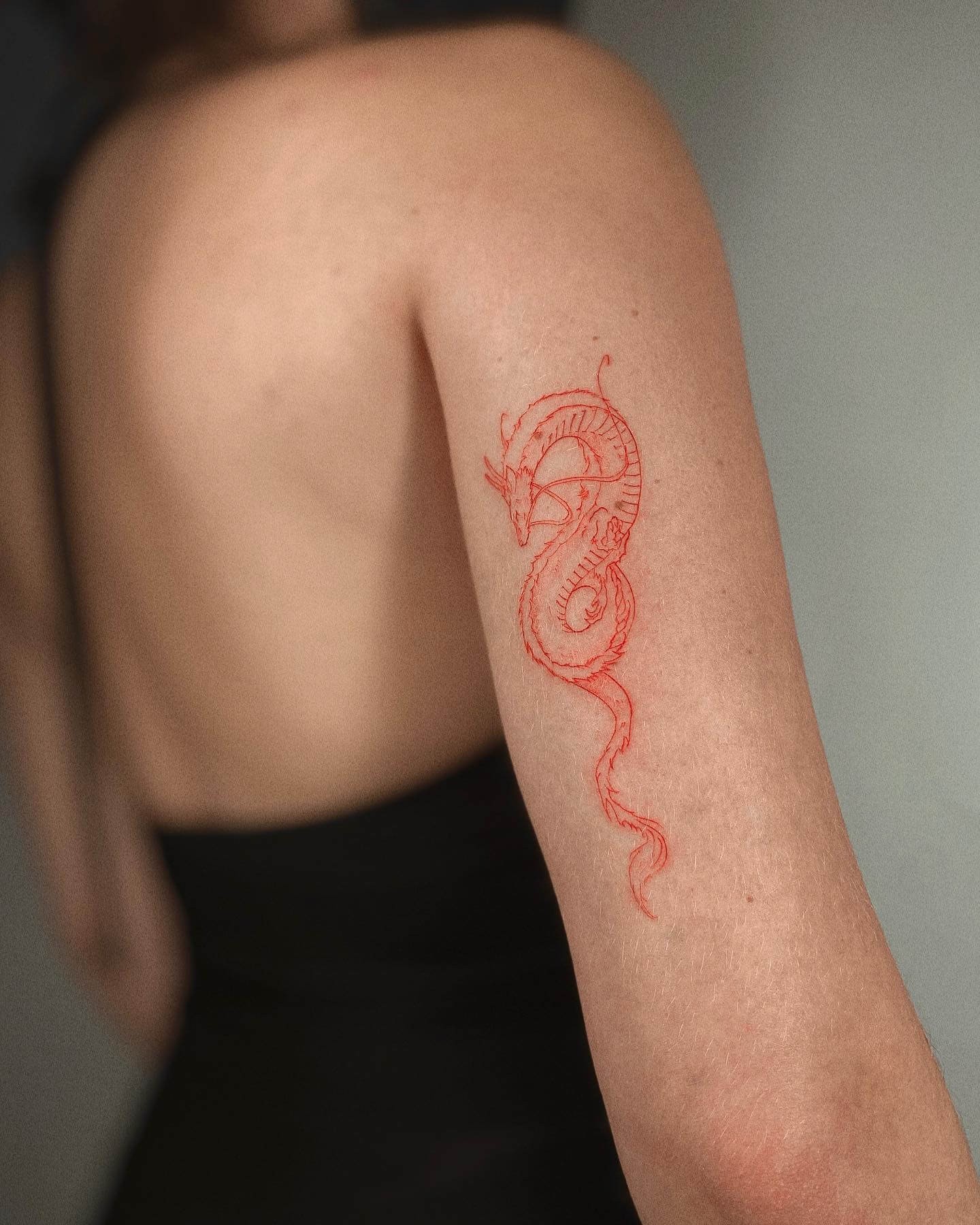 Outline Small Red Dragon Tattoo