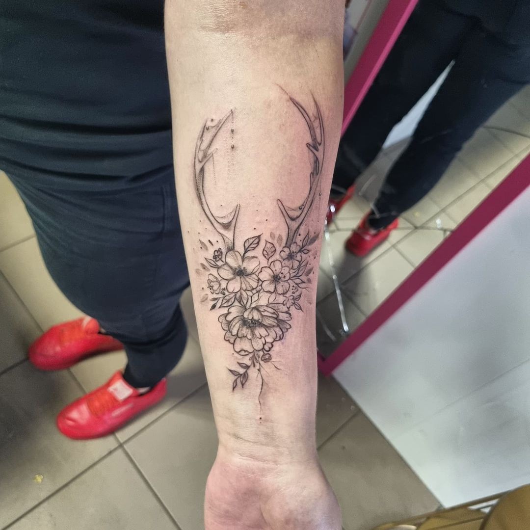 Capricorn Floral Tattoo