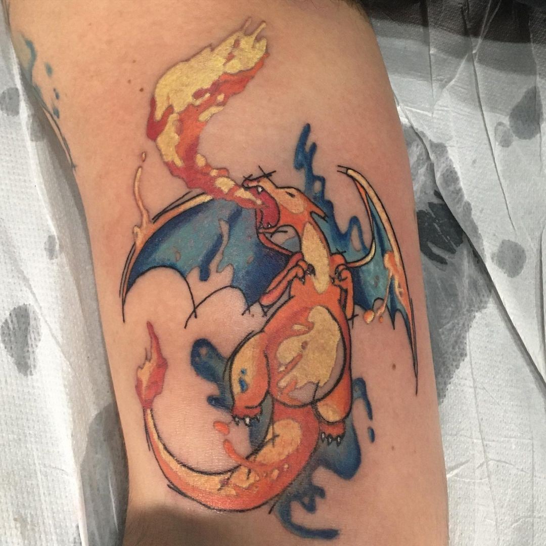 Realistic Charizard Tattoo