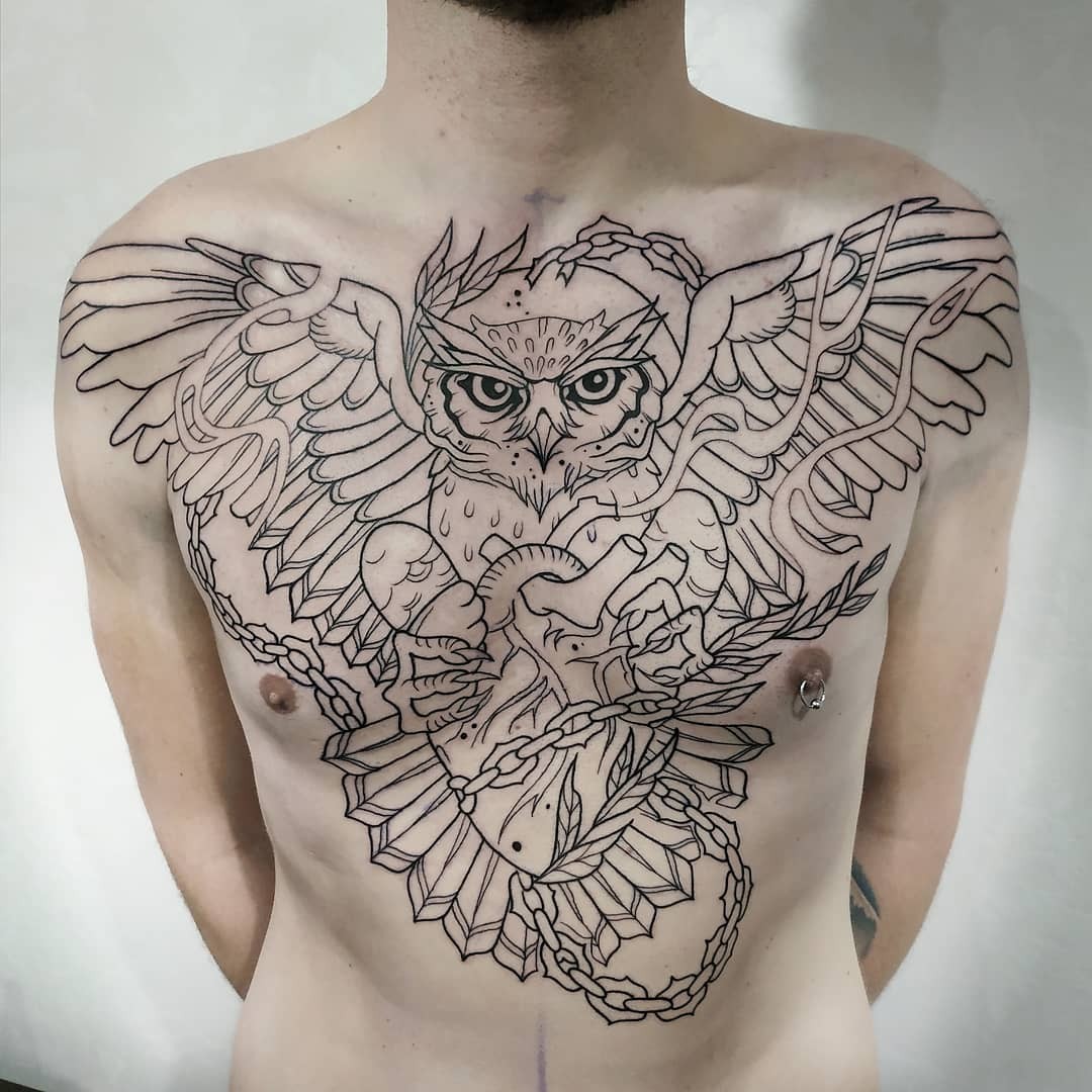 Owl Chest Tattoos