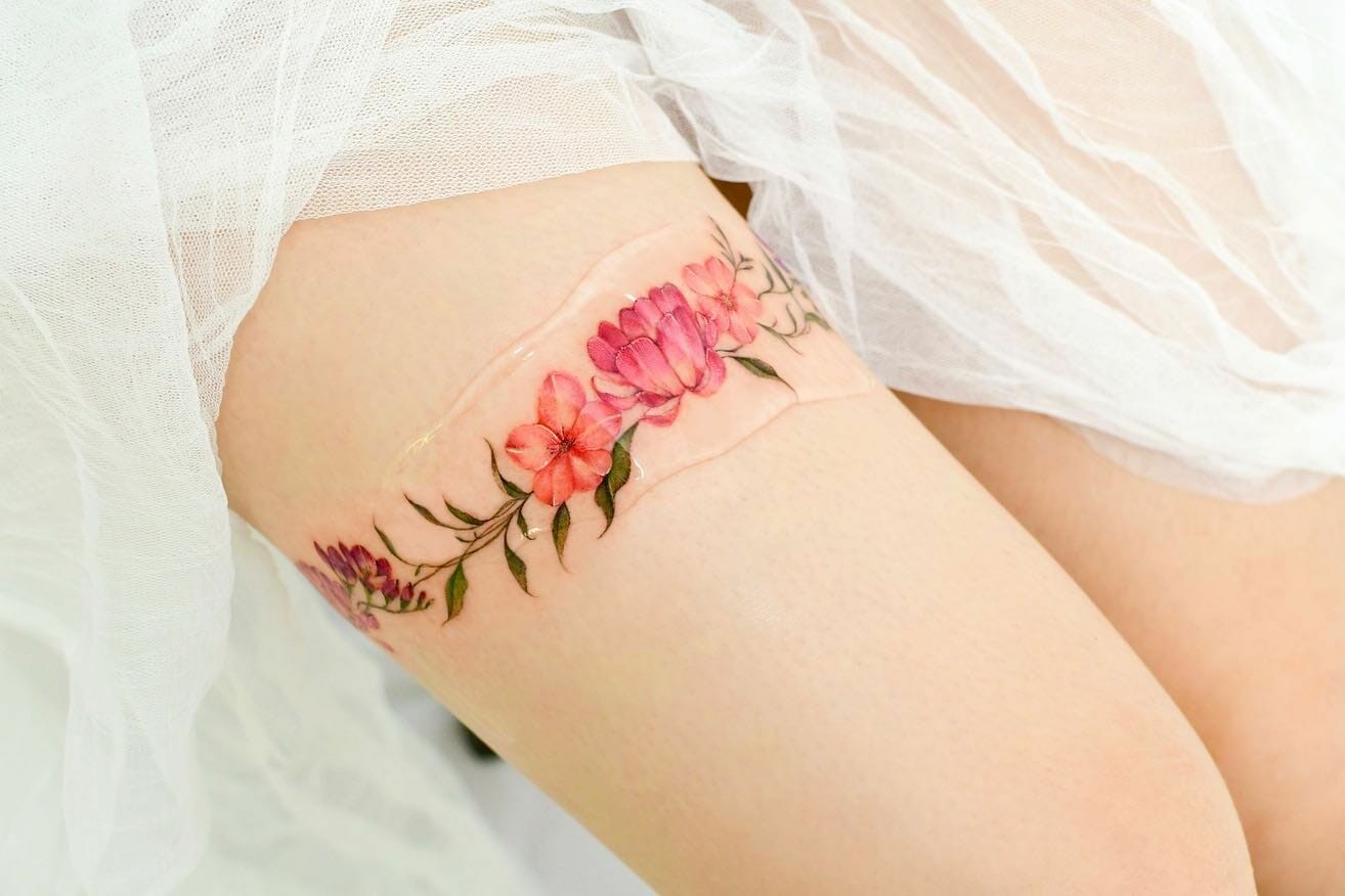 Simple Thigh Band Tattoo