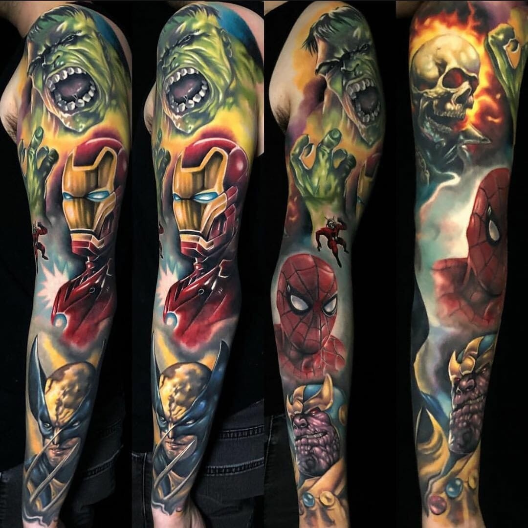 Insane Sleeve Superhero Tattoo