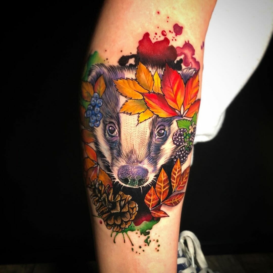 Realistic Badger Tattoo