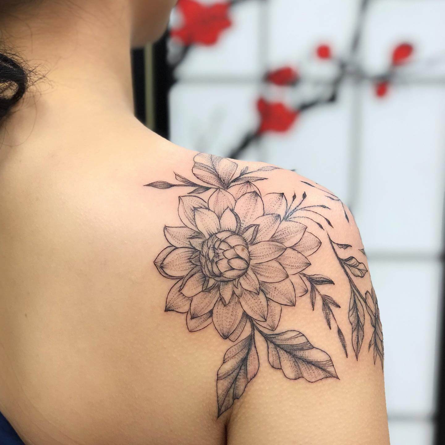 Minimalistic Black Dahlia Ink