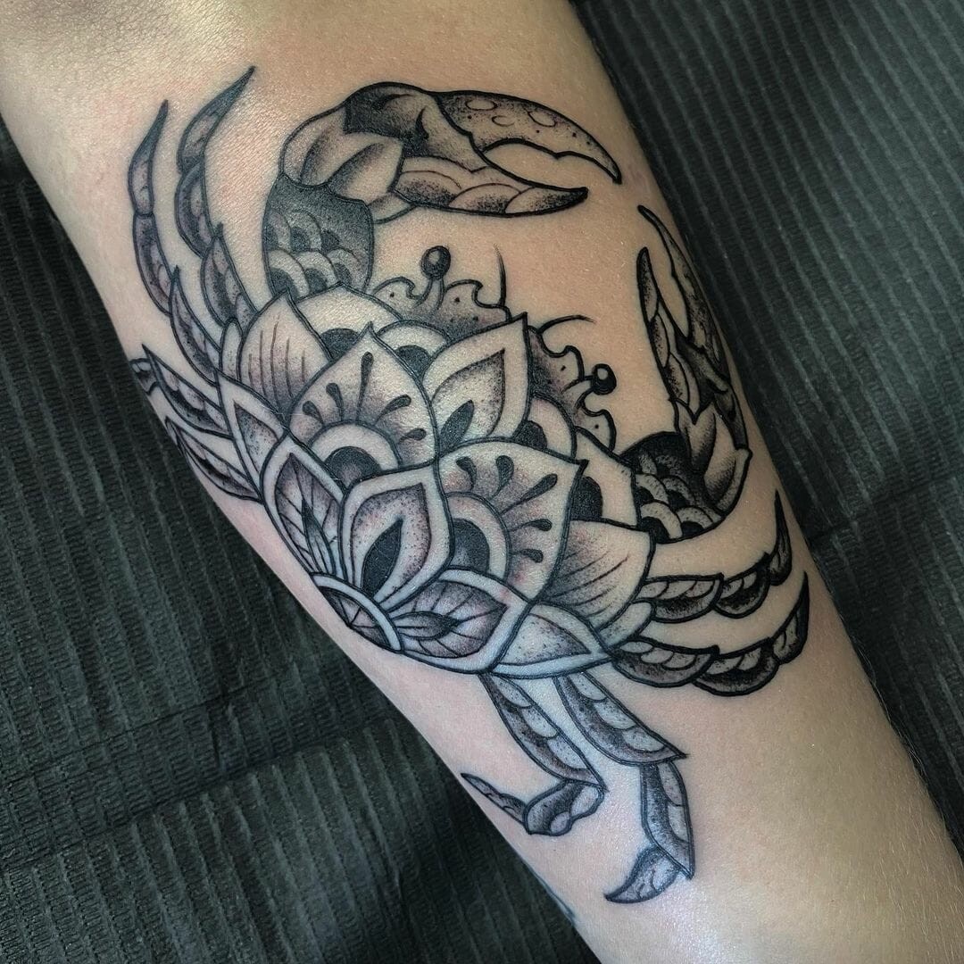 Art Nouveau Crab Tattoo Idea For The Art Enthusiasts