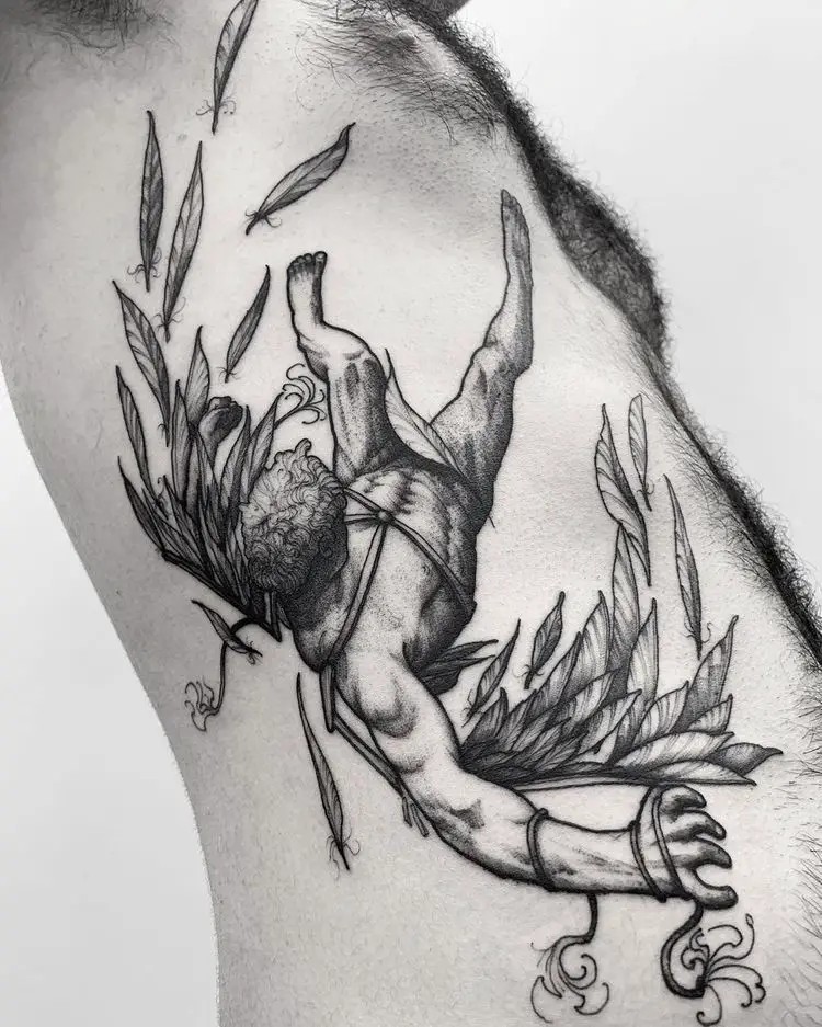 A Complex Graphic Icarus Tattoo