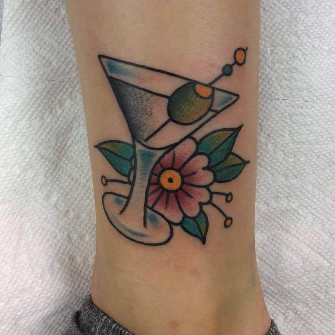 Dirty Martini Glass Olive Tattoo