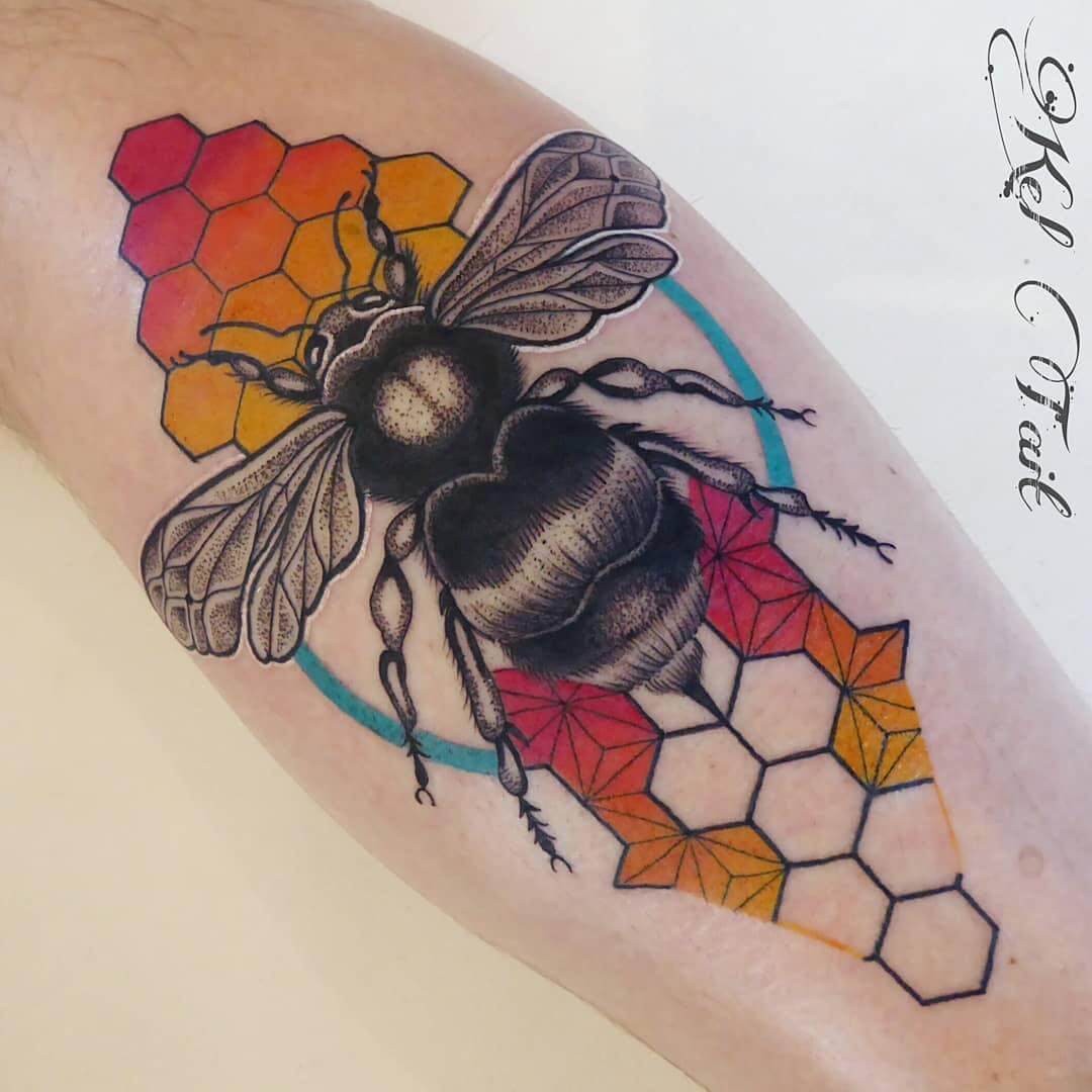 Bee Tattoo For Calf