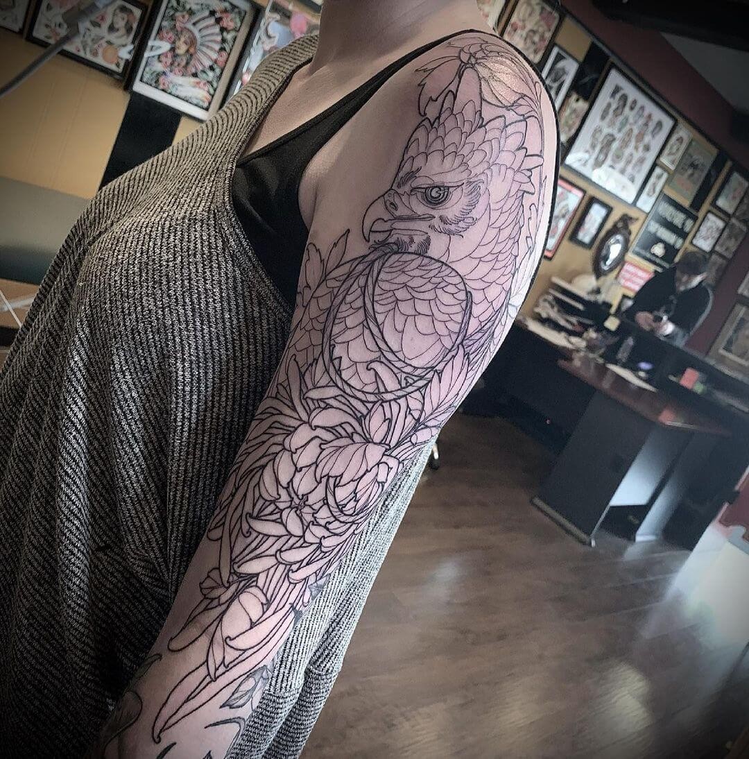 Chrysanthemum Feathers Tattoo