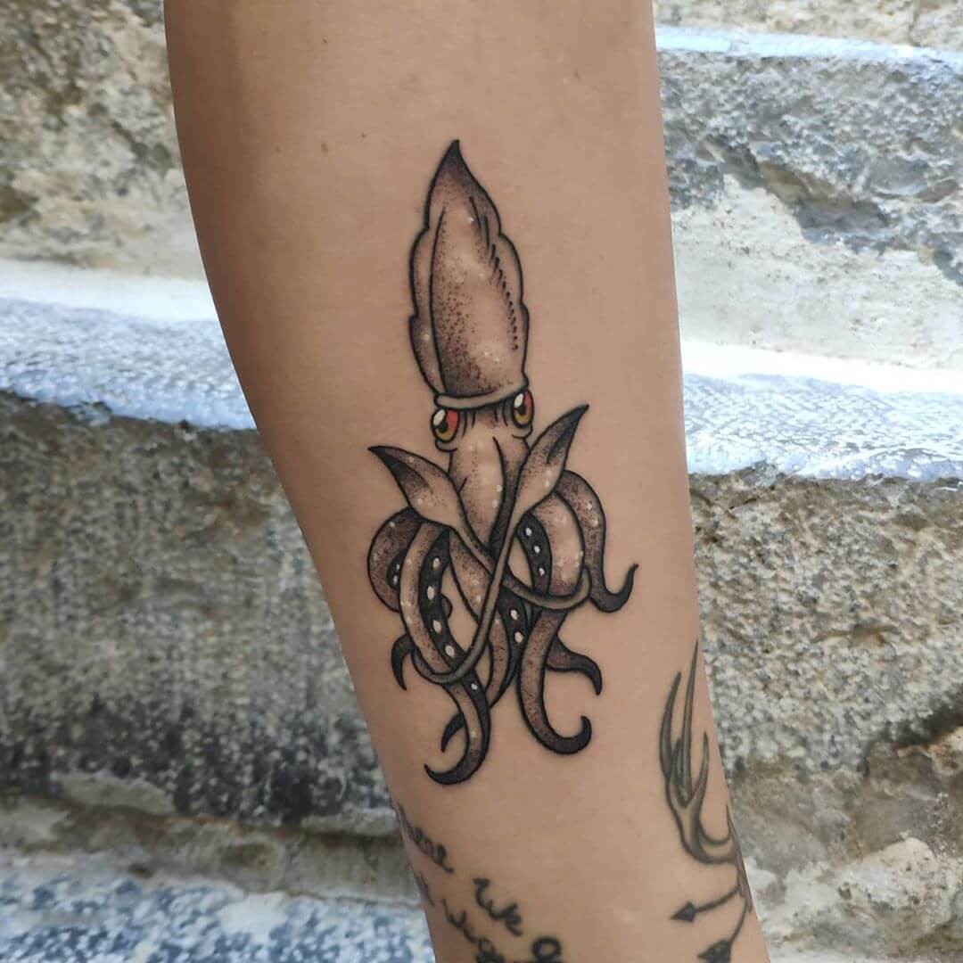 Black Squid Tattoo Art No Means No Design Ideas For Men Calf Placement