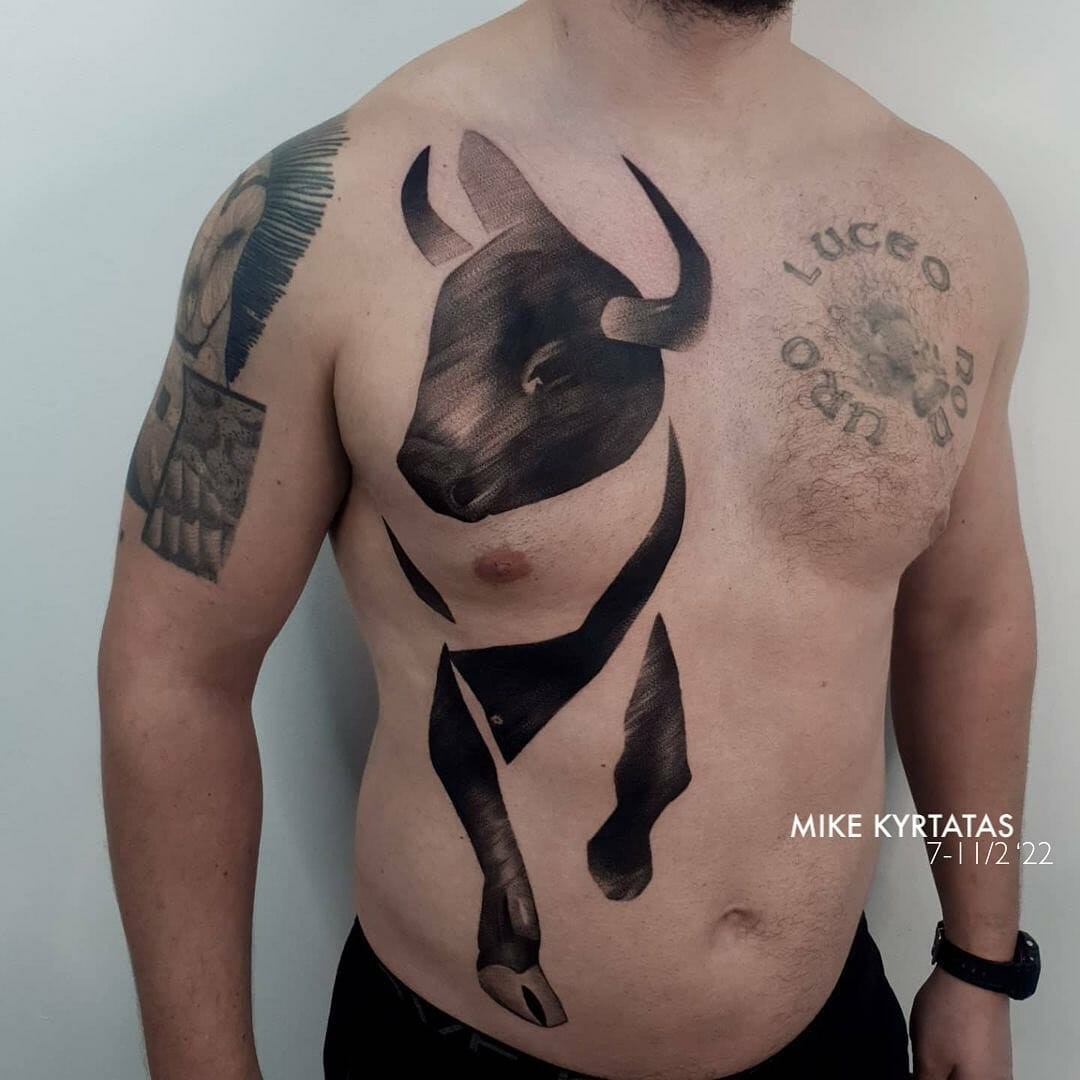 Bull’s Head Chest Tattoo Ideas