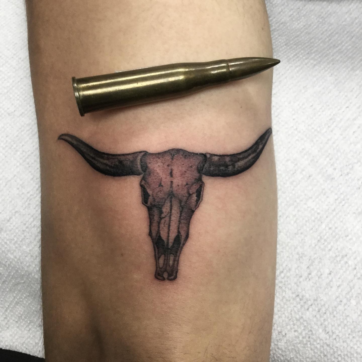 Realistic Bull Skull Tattoo