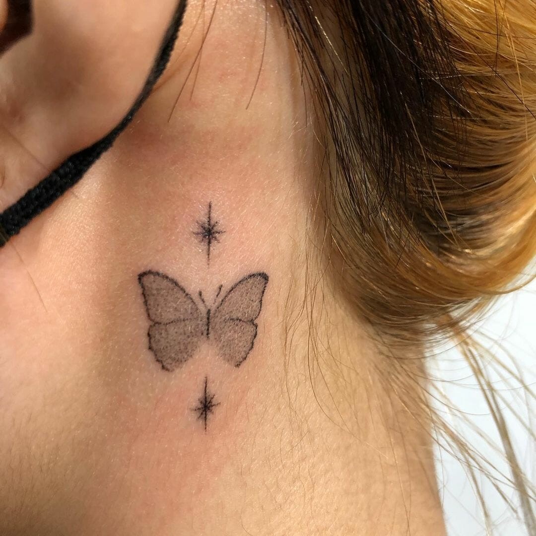 Delicate Butterfly Tattoo In Monochrome