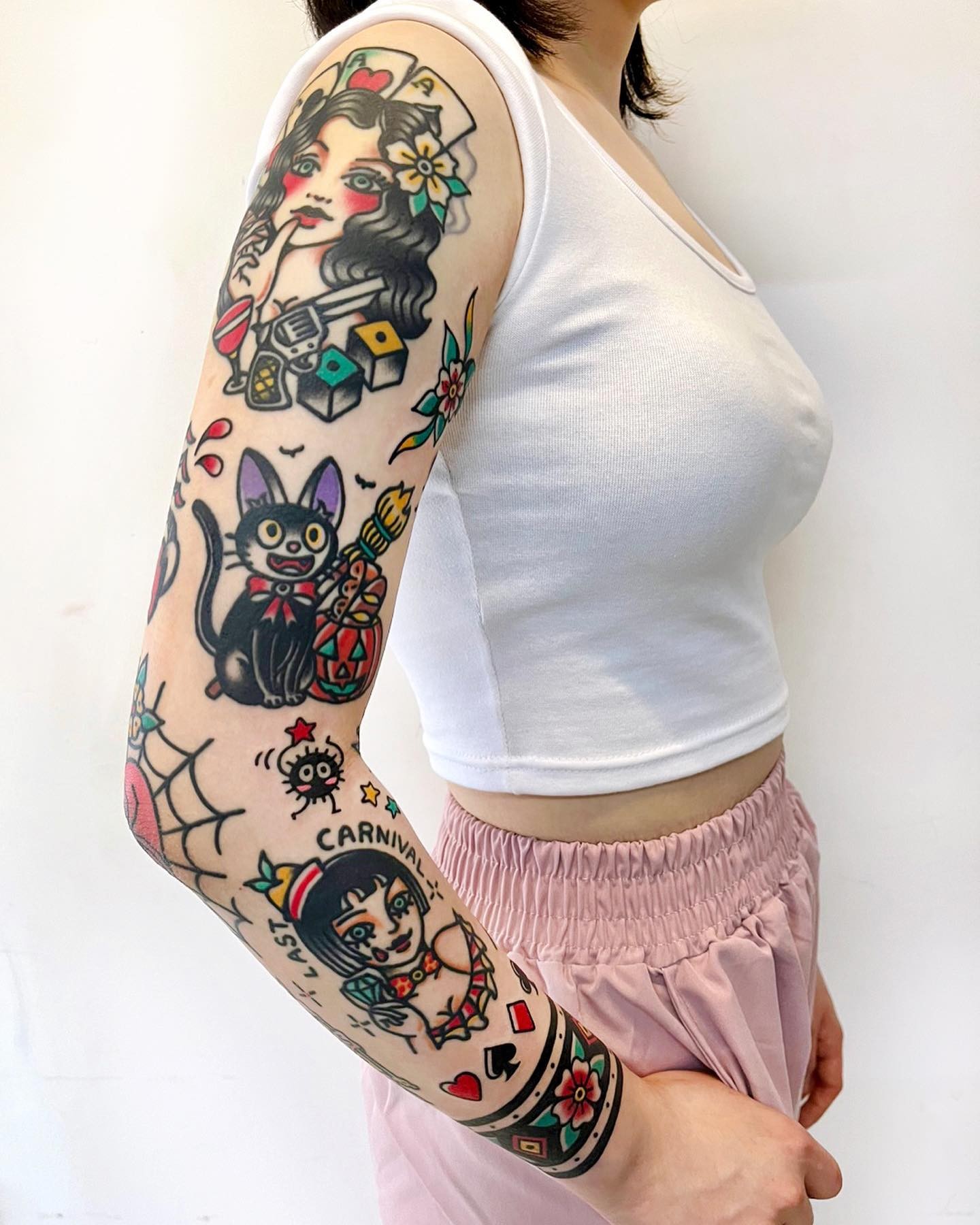 Traditional Spaced Out Tattoo Sleeve