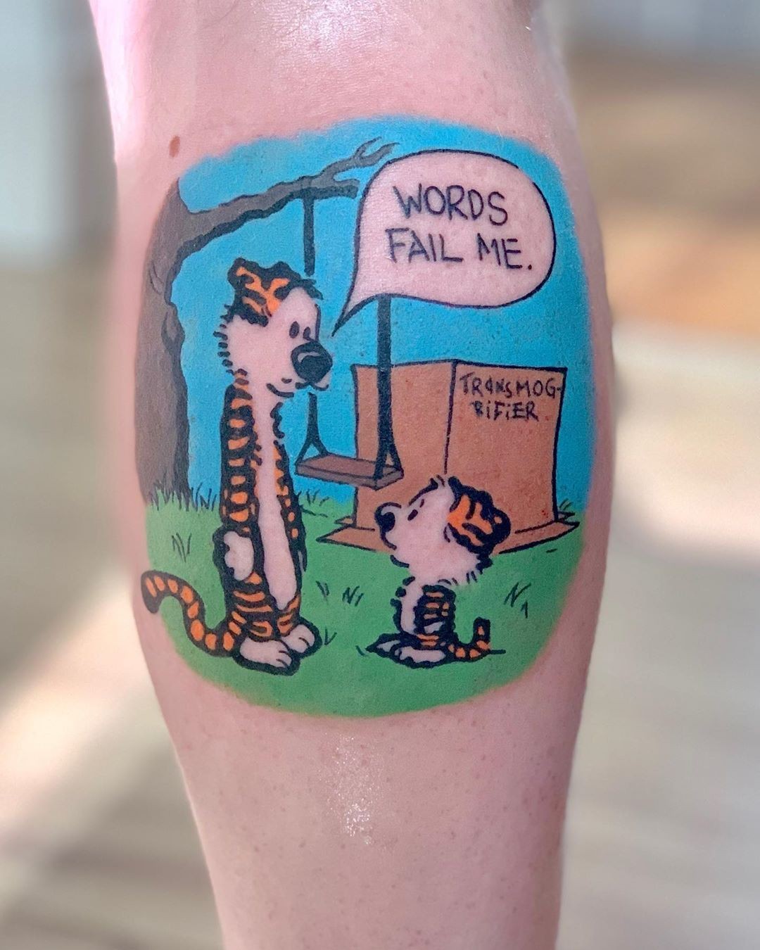 Painterly Iconic Transmogrifier Calvin And Hobbes Tattoo Best Comic Strip Tattoos