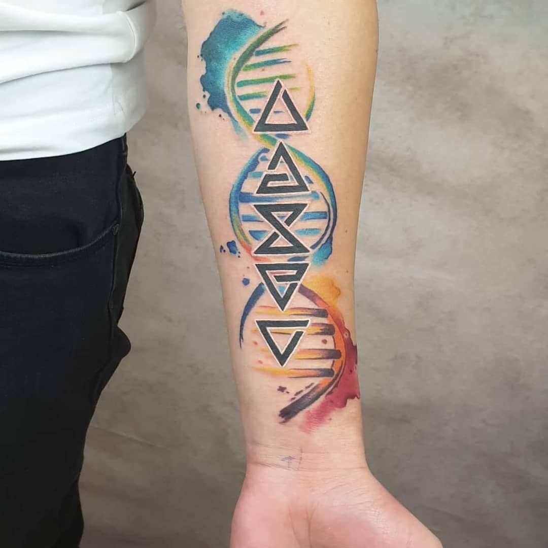 Witcher Tattoo Colorful On Forearm