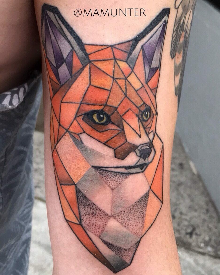 Fox Geometric Animal Tattoo