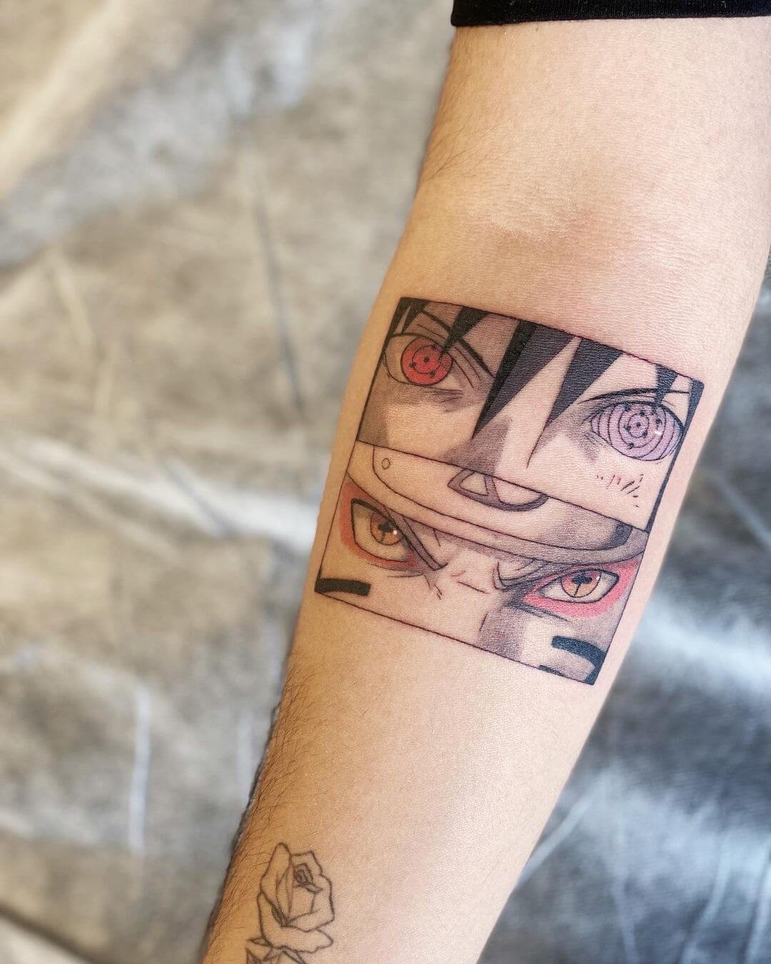 Classic Coloured Naruto And Sasuke Tattoo