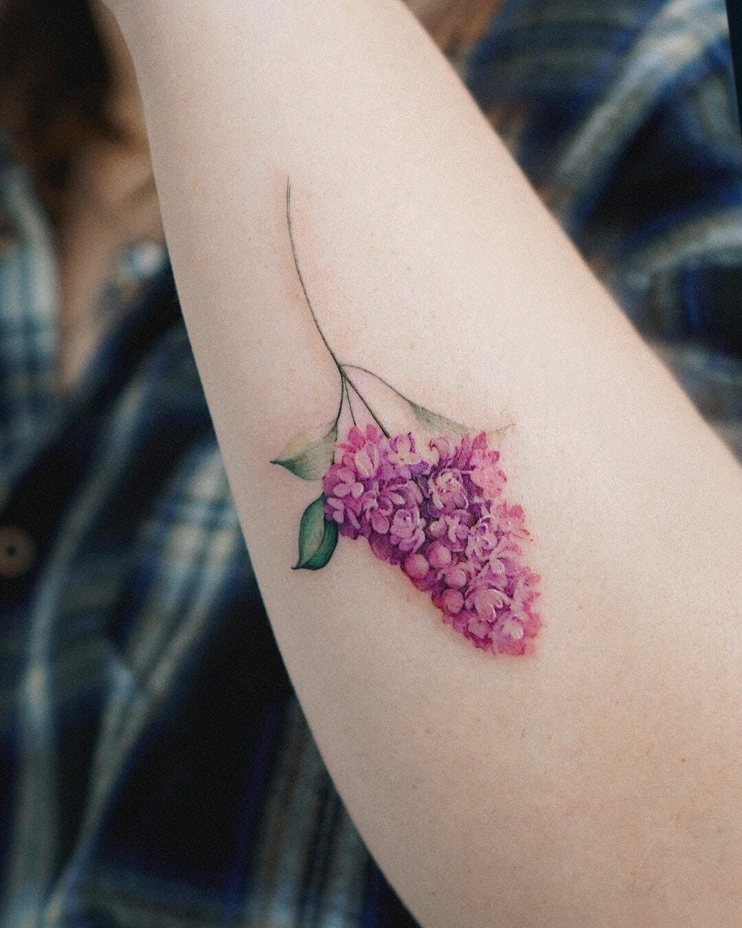 Watercolor Lilac Flowers Tattoo