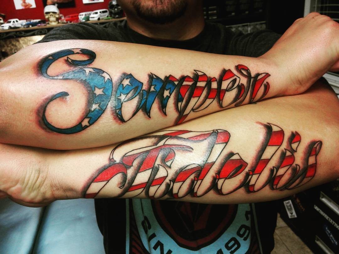 American Flag Semper Fi Marine Tattoo