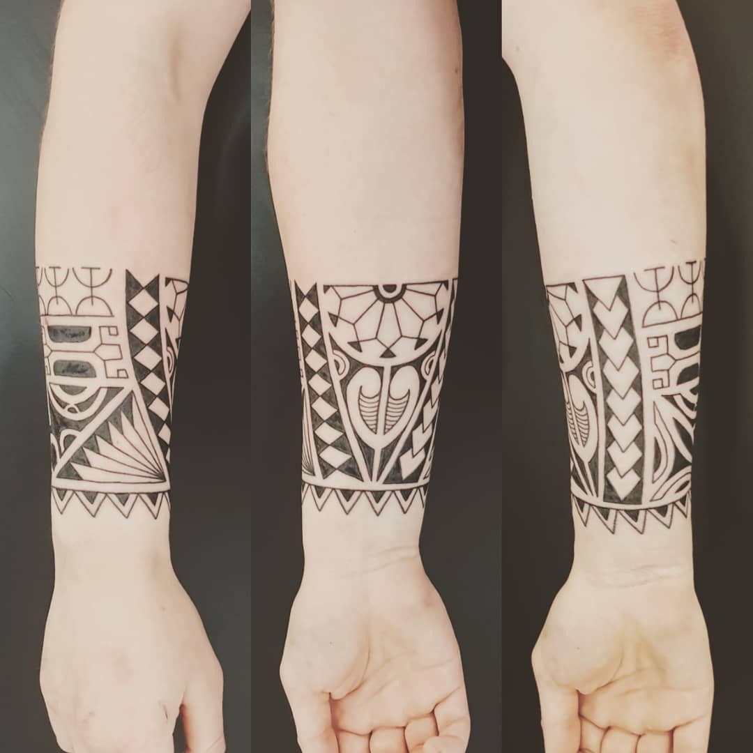 Polynesian Wrist Sleeve Tattoo