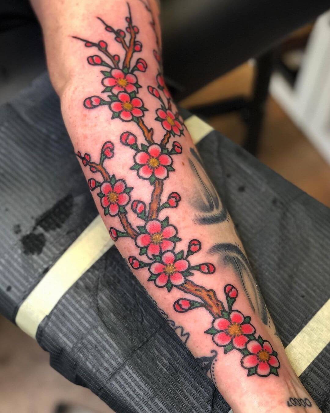 Cherry Blossom Sleeve Tattoo