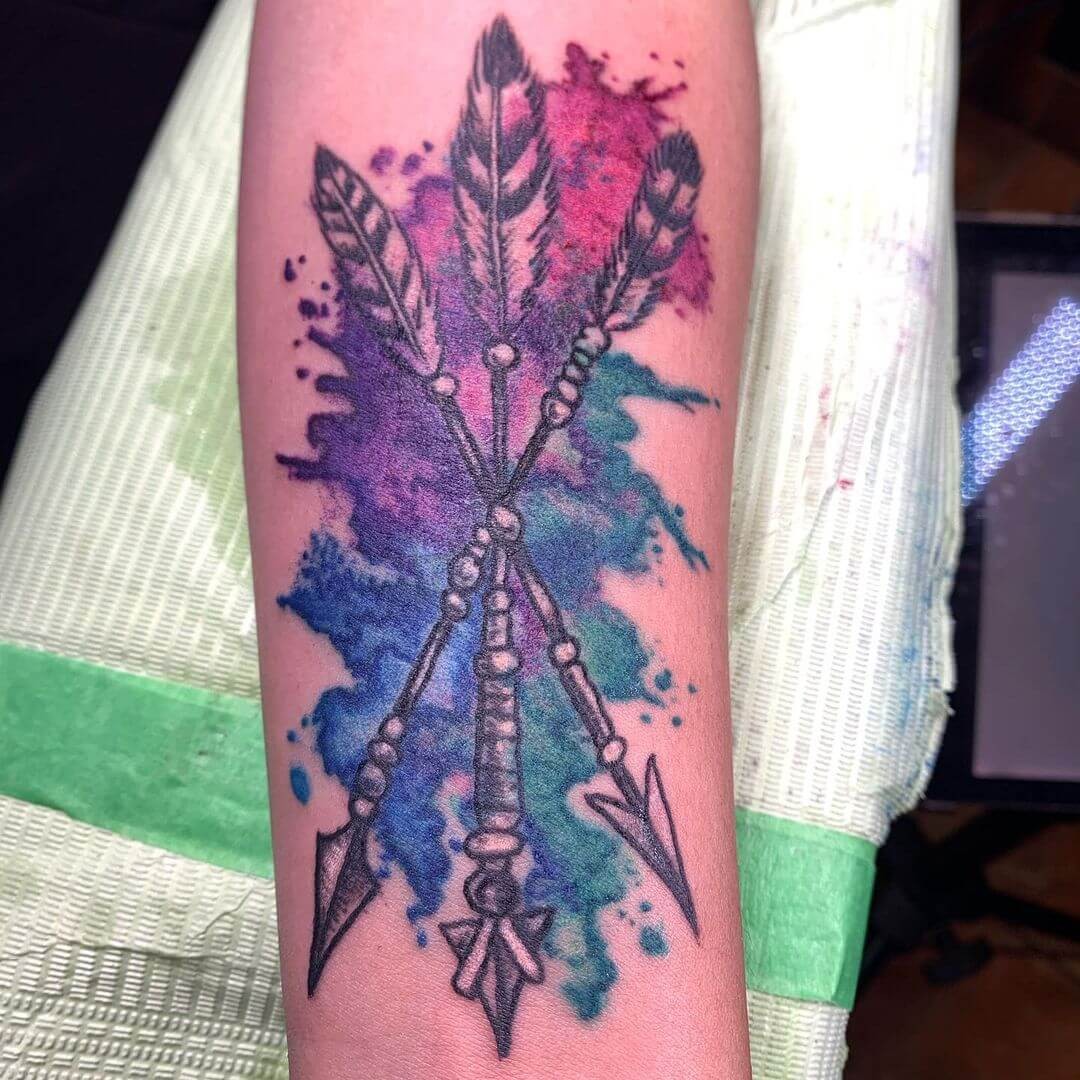 Color Splash Arrowhead Tattoo