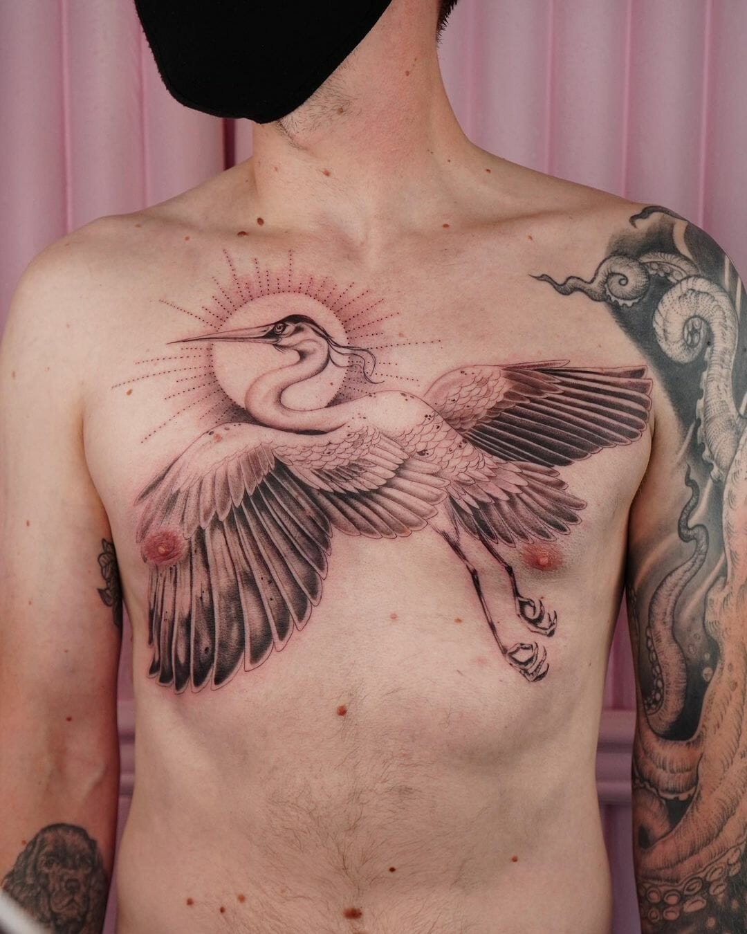 Detailed Crane Tattoo