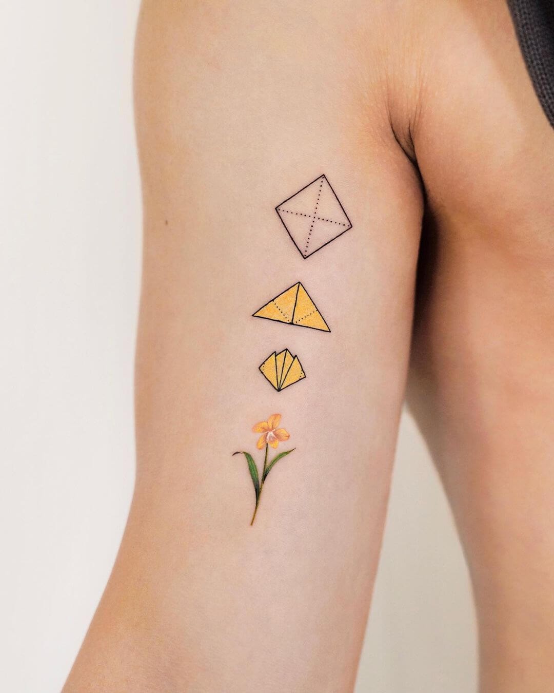 Sweet Little Flower Origami Tattoo