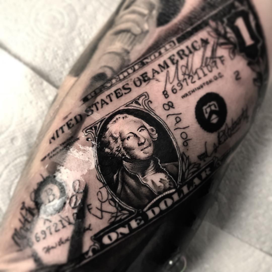 Muscle Flex Money Tattoo