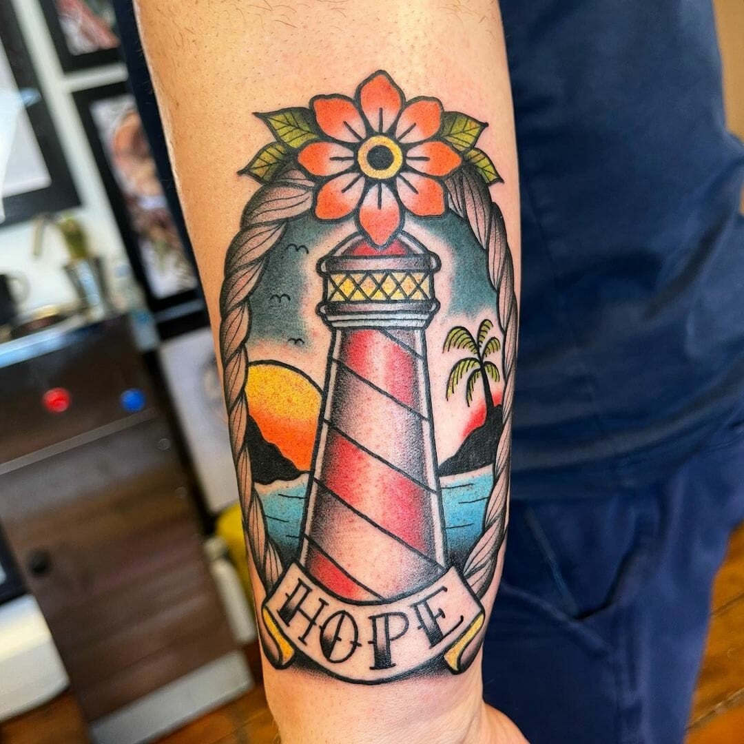 Hope Tattoo With A Lighthouse Trademark