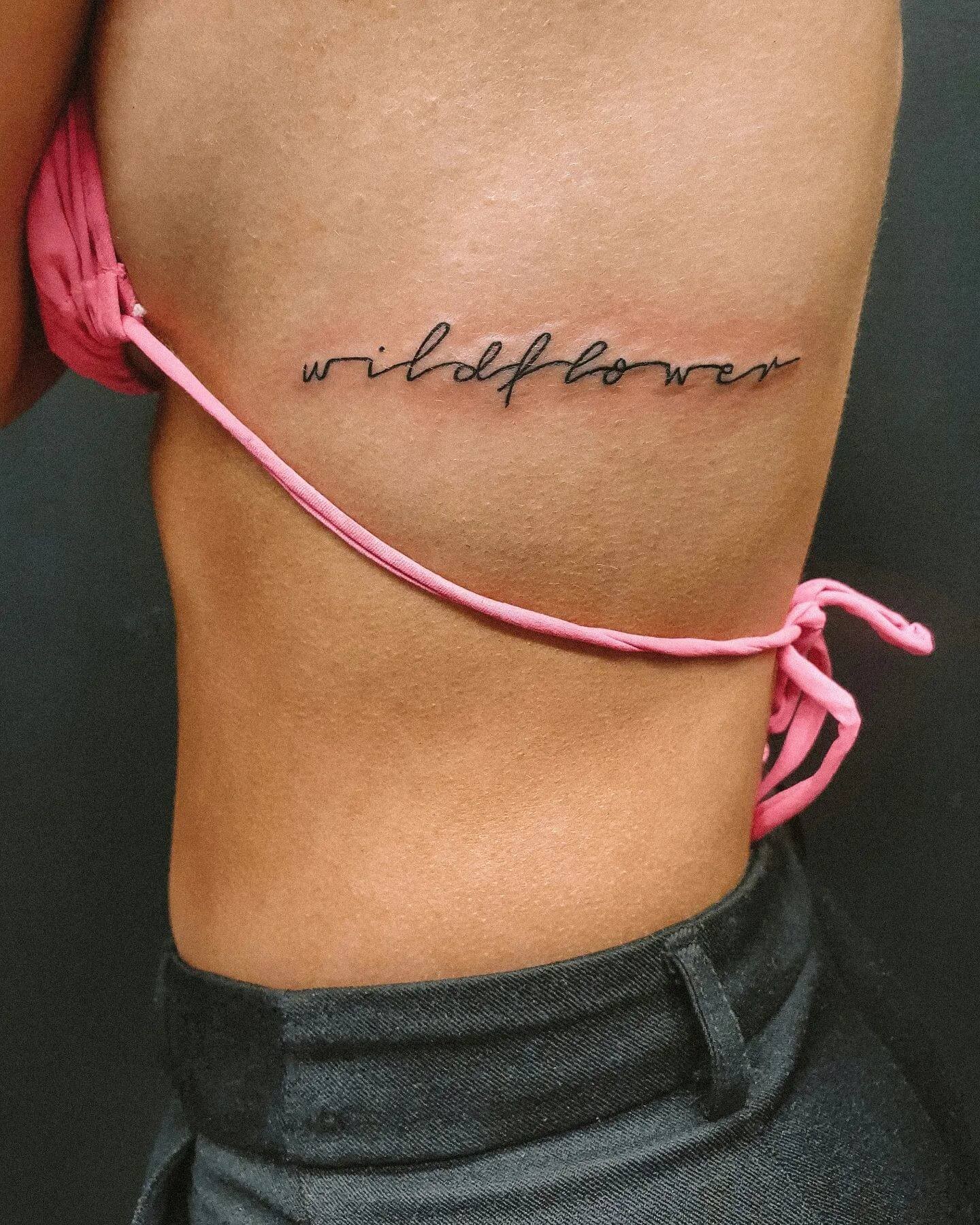 Gorgeous Cursive Writing Side Boob Tattoo