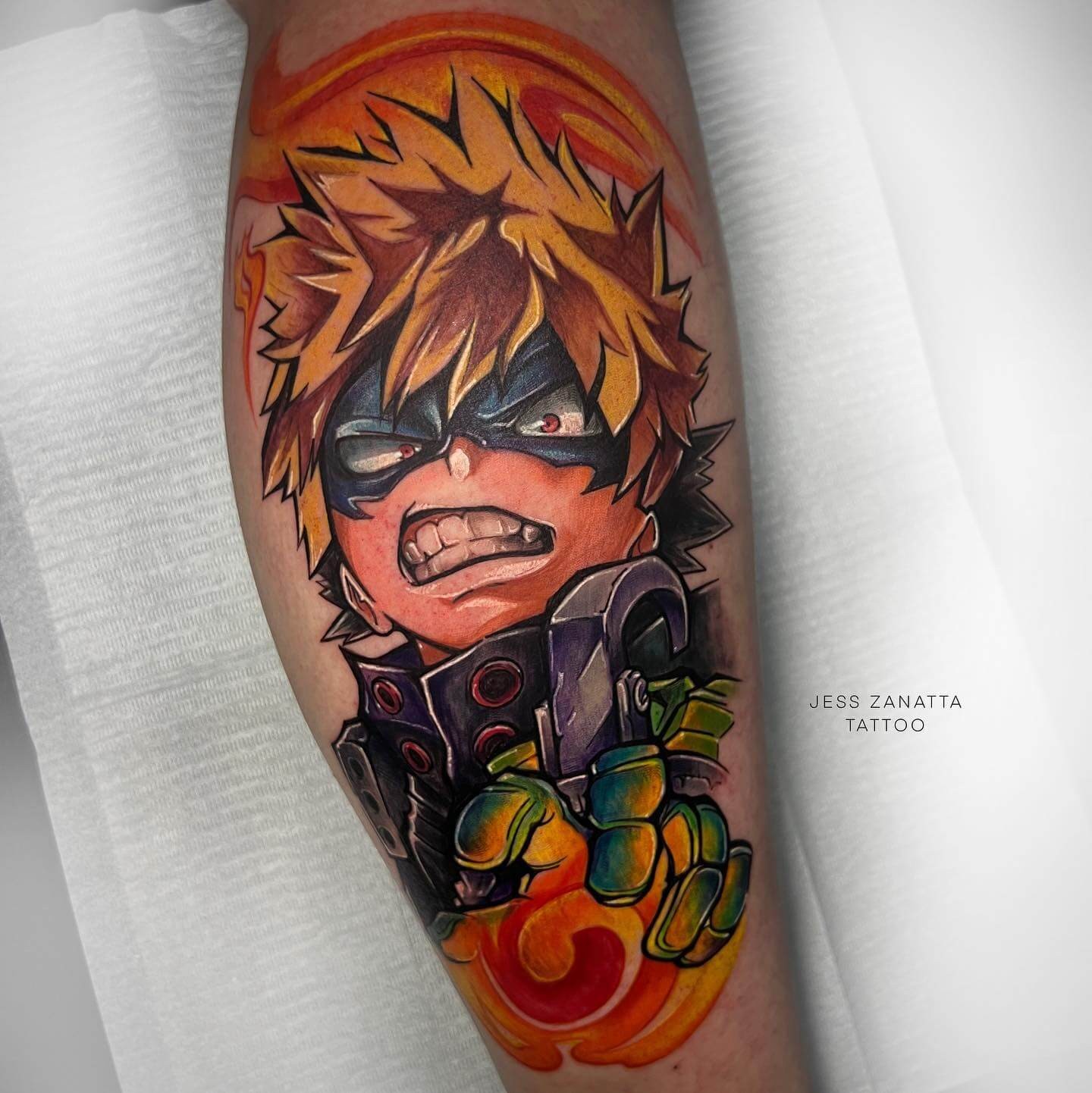 Colorful Fantasy Bakugo Tattoo Ideas