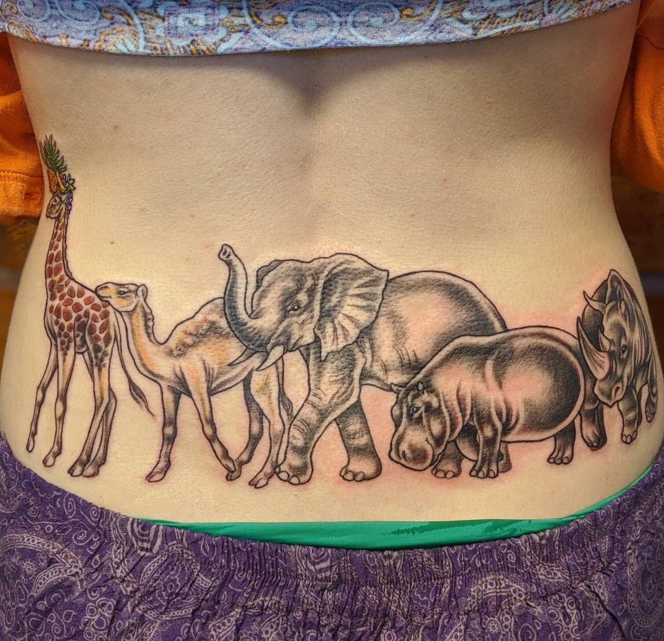 Elephant Lower Back tattoo