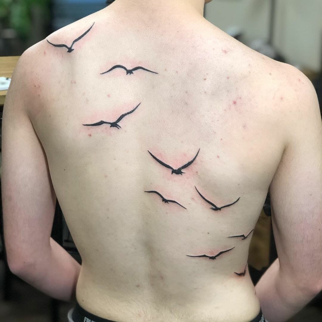 Bird Silhouettes Tattoo Designs For Back