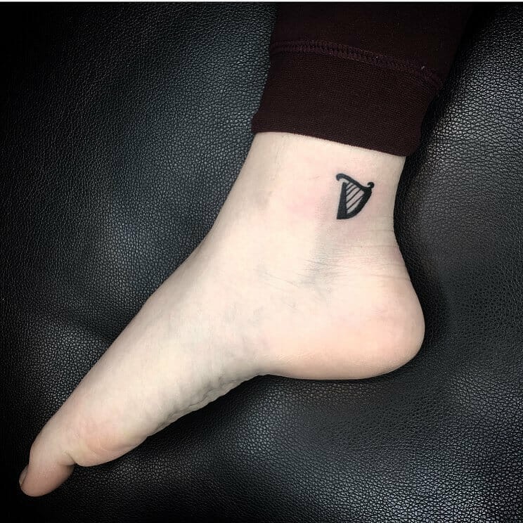 Tiny Harp Tattoo