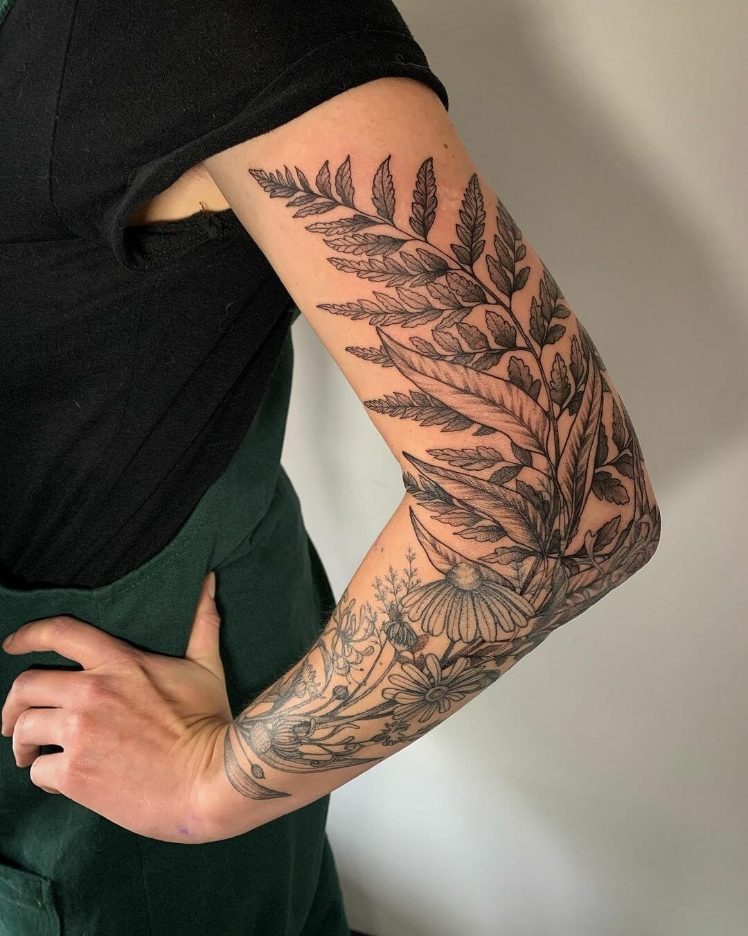 Elaborate Fern Tattoos For Your Entire Arm Sleeve