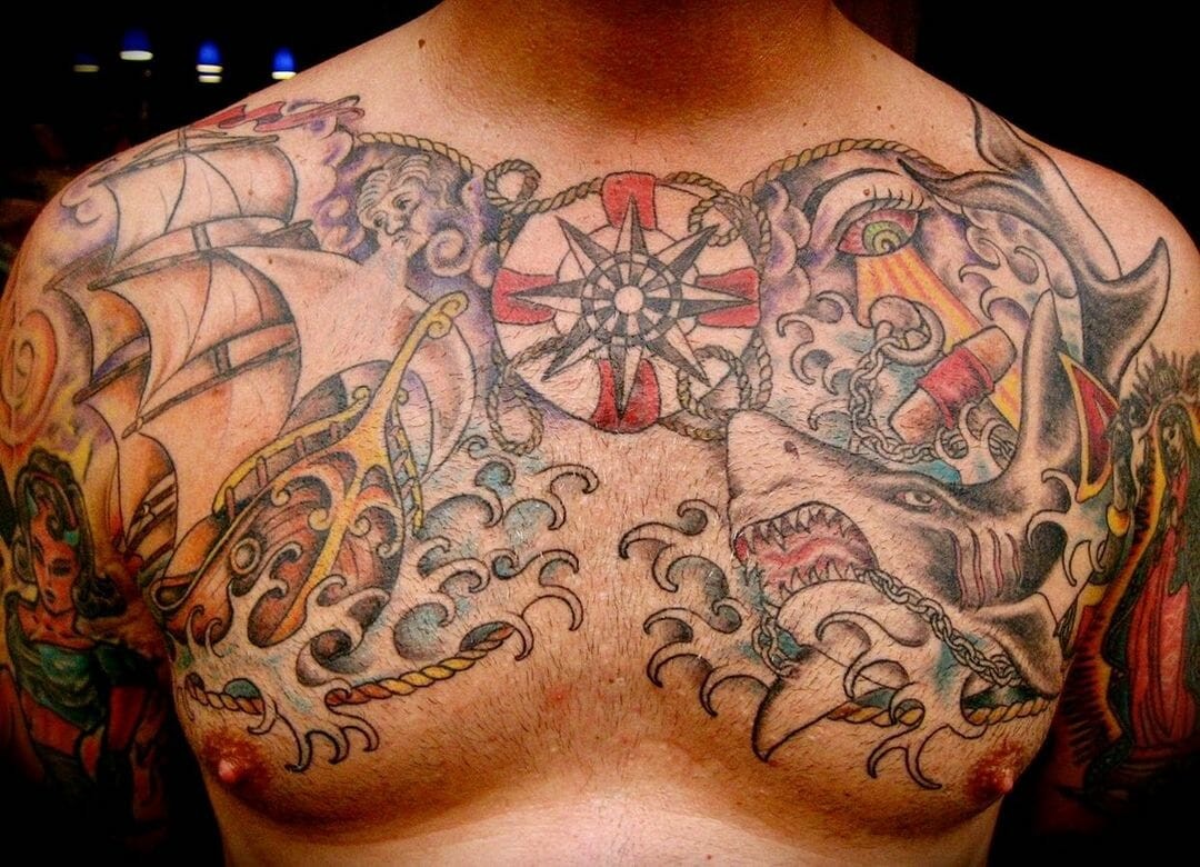 Old School Nautical Chest Tattoo