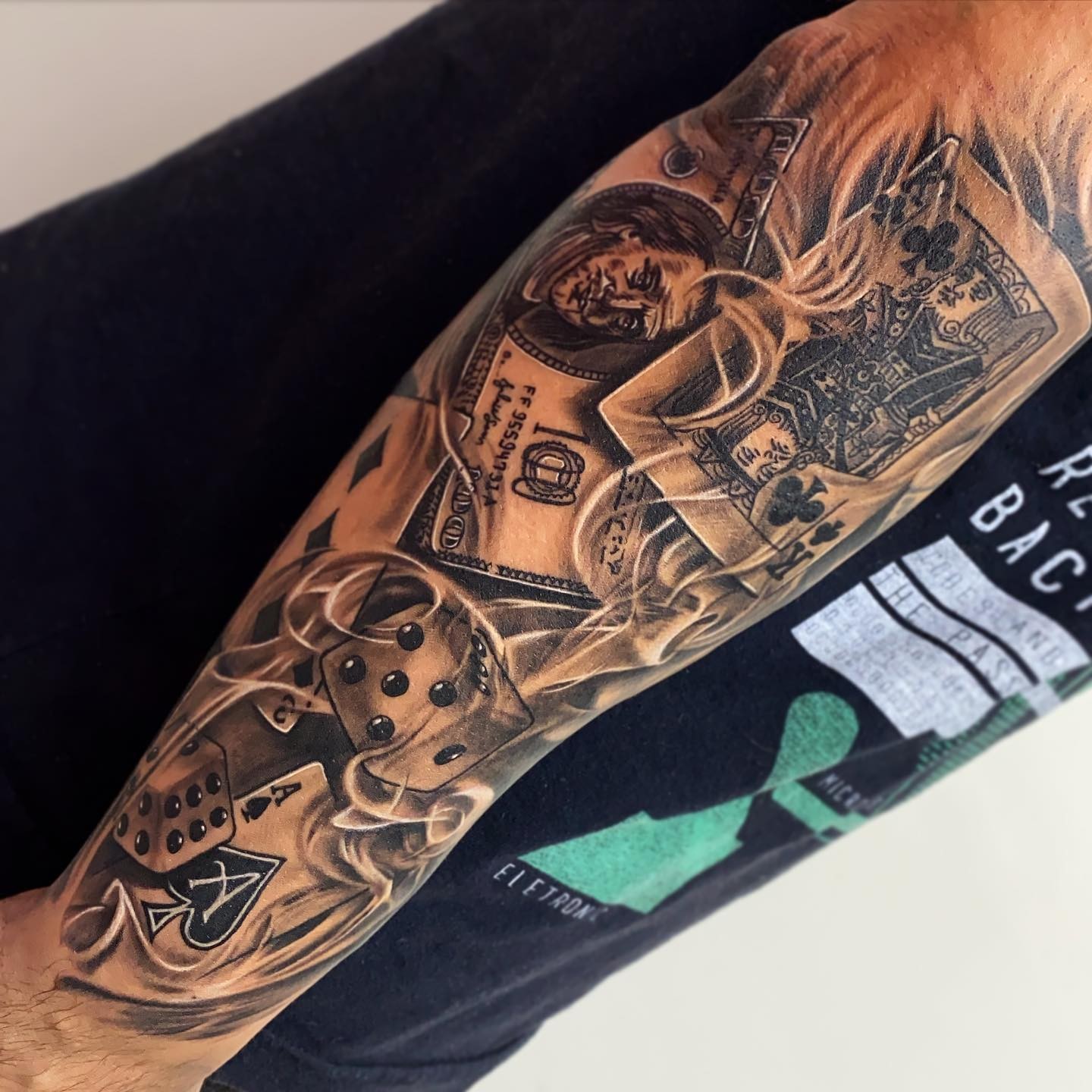 Sleeve 100-Dollar Bill Tattoo